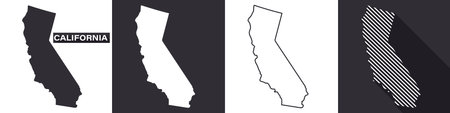 State of California. Map of California. United States of America California. State maps. Vector illustrationのイラスト素材