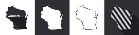 State of Wisconsin. Map of Wisconsin. United States of America Wisconsin. State maps. Vector illustrationのイラスト素材