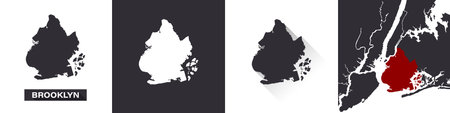 Map of Brooklyn. Boroughs of New York City. United States of America. State maps. Trendy design. Vector illustrationのイラスト素材