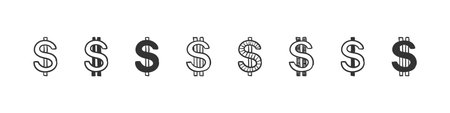 Dollar icons. Doodle dollar. Hand Drawn icon dollar isolated on white background. Trendy design. Vector illustrationのイラスト素材