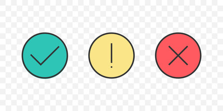 Check mark icons. Flat style icons. Yes and No symbols. Trendy style. Vector illustrationのイラスト素材