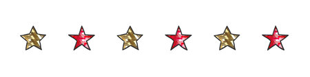 Stars set. Stars with glitter. Red and gold glitter. Trendy design. Vector illustrationのイラスト素材