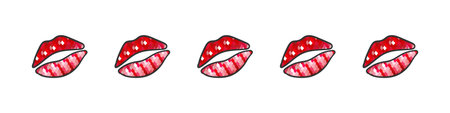 Lips icon set. Lips with glitter. Red glitter. Trendy design. Vector illustrationのイラスト素材