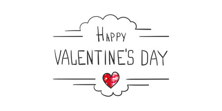 Valentines Day banner. Be my Valentine. Vector illustration isolated on white background. Calligraphy design for print cards, banner, poster. Trendy designのイラスト素材