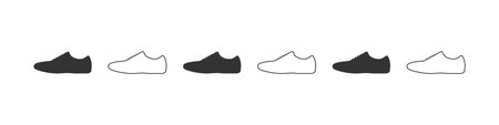 Shoes icons. Silhouette of moccasins. Shoes icons isolated on white background. Vector illustrationのイラスト素材