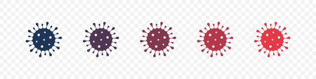 Virus icon set. Bacteria cell Icon. Coronavirus icon. Novel bacteria. Dangerous virus sign. Vector illustrationのイラスト素材