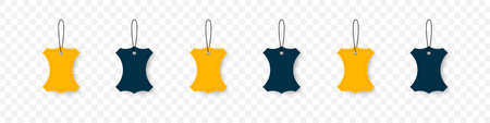Tag labels. Fashion label tag mockups. Set of labels with cord. Vector illustrationのイラスト素材