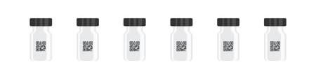 Vaccine Vial. Design template, mockup. Mockups of vial with medication for injection. Vector illustrationのイラスト素材