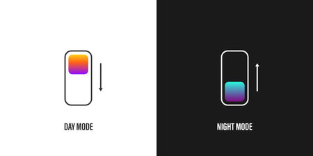 Dark mode switch icon. App interface design concept. Day and night mode gadget application. Vector illustrationのイラスト素材