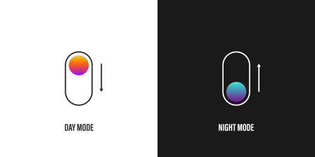 Day and Night Mode. Dark mode icon concept. App interface design concept. Dark mode switch icon. Vector illustrationのイラスト素材