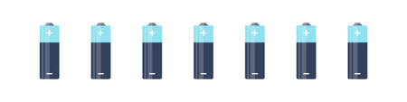 Battery set. Alkaline batteries. Batteries flat modern style. Vector illustrationのイラスト素材