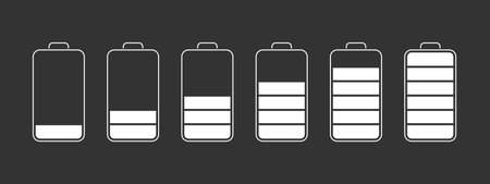 Battery charge level indicators. Discharged and fully charged battery smartphone. Vector illustrationのイラスト素材