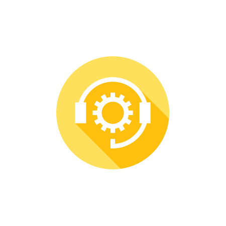 Support icon. Online help. Online support icon. Hotline support service with headphones. Flat design. Vector illustrationのイラスト素材