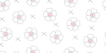Flowers background concept.  Hand drawn flowers. Minimalistic flowers pattern Vector illustrationのイラスト素材