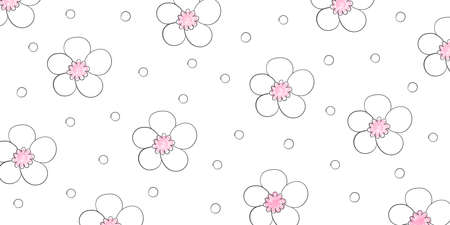 Floral pattern. Hand drawn flowers. Minimalistic flowers pattern Vector illustrationのイラスト素材