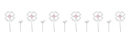 Floral botanic elements. Hand drawn flowers. Minimalistic flowers pattern. Vector illustrationのイラスト素材
