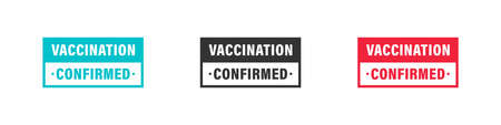 Vaccination. Stamp sign. Vaccine confirmation. I got vaccinated. Flat vector logo. Vector illustrationのイラスト素材