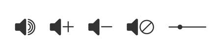 Volume icons. Audio speaker volume icons. Sound icons. Volume control. Vector illustrationのイラスト素材