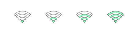 Wifi level icons. Wireless internet signs isolated on white background. Linear style. Vector illustrationのイラスト素材