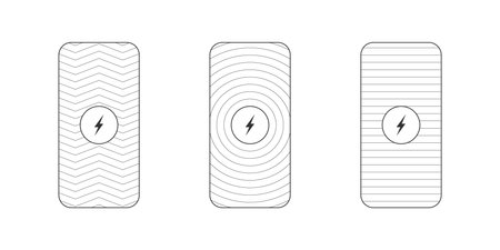 Wireless chargers icons. Wireless charger place. Trendy flat wireless charging. Vector illustrationのイラスト素材