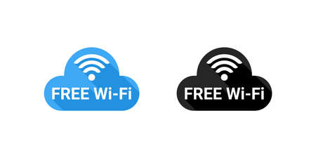 Wifi icons. Free WiFi. Wireless internet sign isolated on white background. Vector illustrationのイラスト素材