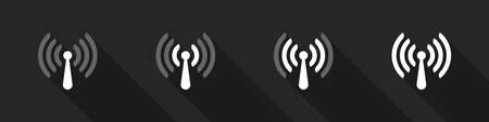 Antena WiFi. Wifi icons concept. Wireless internet sign isolated on black background. Vector illustrationのイラスト素材