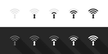 Antena WiFi sign set. Wifi icons concept. Wireless internet sign. Simple Icons. Vector illustrationのイラスト素材