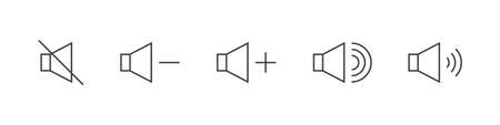 Sound icon collection. Speakers icons. Volume control icons. Vector illustrationのイラスト素材