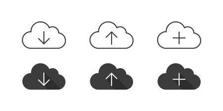 Cloud icons. Cloud computing. Devices connected to the cloud. Vector illustrationのイラスト素材