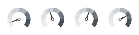 Set of Measuring Scales. Easy Normal Hard. Risk Gauge Scale Measure. Vector illustrationのイラスト素材