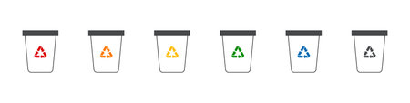 Rubbish bins. Garbage containers for trash sorted by plastic, organic, e-waste, metal, glass, paper....