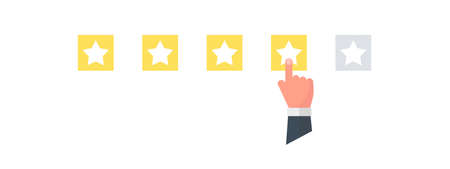 Rating scale. Stars rating. Customers satisfaction. Choice rating review. Vector illustrationのイラスト素材