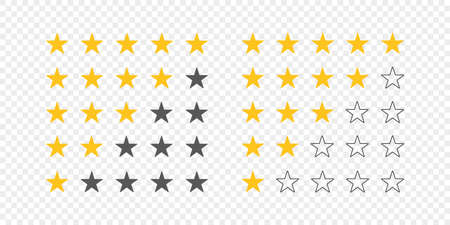 Rating icons. Rating Stars. Five stars customer product rating. Vector illustrationのイラスト素材