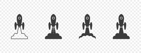 Rockets icons. Rocket launch. Spaceship launch. Spaceship icons. Business concept. Vector illustrationのイラスト素材
