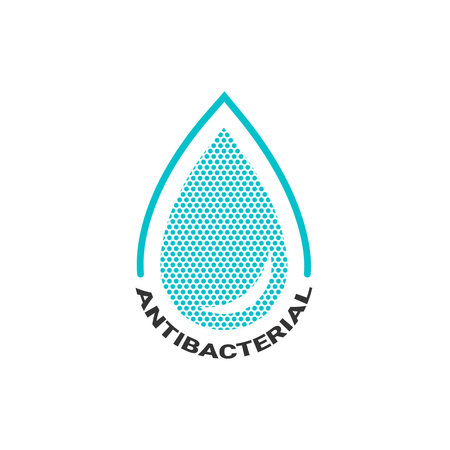 Antibacterial sign. Health protection labels. Antibacterial soap or antiseptic and chemical cleaner product package. Vector illustrationのイラスト素材
