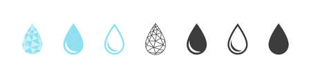 Water drops icon set. Water or oil drop signs. Water drop shape. Vector illustrationのイラスト素材
