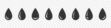 Water drop icons. Water drops set. Water or oil drop. Vector illustrationのイラスト素材