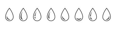 Water drop. Water drops linear icon set. Water or oil drop. Vector illustrationのイラスト素材