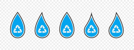 Recycle icons. Water drops icon set. Water or oil drop signs. Vector illustrationのイラスト素材