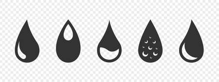 Water drop icons. Water drops icon set. Water or oil drop concept. Vector illustrationのイラスト素材