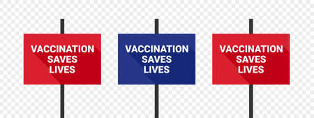 Vaccination. Nameplates banner. Nameplates with inscription. Vaccination concept. Vector illustrationのイラスト素材