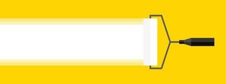 Banner. Abstract background. White painting roller yellow background. Vector illustrationのイラスト素材