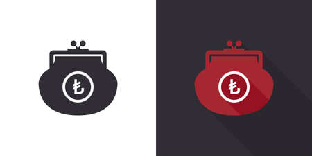 Turkish Lira wallet icon. Purse icon. Wallet icon design template. Vector illustrationのイラスト素材