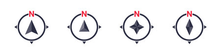 Compass icons. Set of vector compass icons. Navigation icons. Compass symbols. Vector illustrationのイラスト素材
