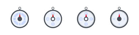 Compass direction. Compass icons. Navigation equipment sign. Wind rose icon. Vector illustrationのイラスト素材