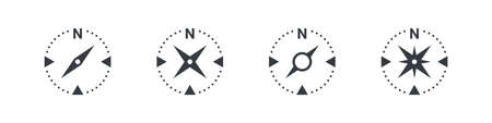 Compass icons. Navigation equipment sign. Direction sign. Wind rose icon. Vector illustrationのイラスト素材