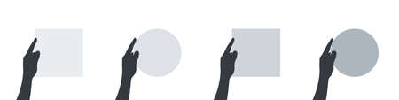 Square and round sheet of paper in hand. Empty space for text. Vector illustrationのイラスト素材