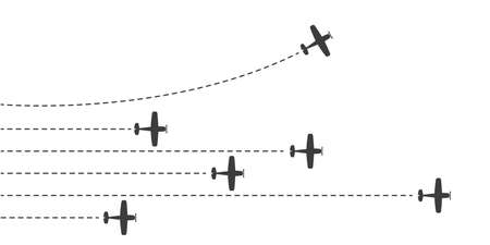 Airplanes. Plane go to success goals. Business financial concept startup. Vector illustrationのイラスト素材