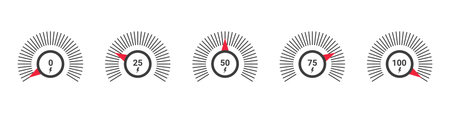 Meter gauge element. Scale low, medium or high gauge or meter indicator. Vector illustrationのイラスト素材
