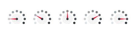 Rating customer satisfaction meter. Scale low, medium or high gauge or meter indicator. Vector illustrationのイラスト素材